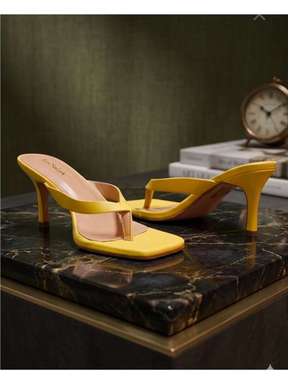 Yellow Square-Toe High-Heel Sandals With Strap Design For Women - Picture 9 of 14
